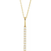 14K Gold Natural Diamond Vertical Bar Necklace — supplier product view
