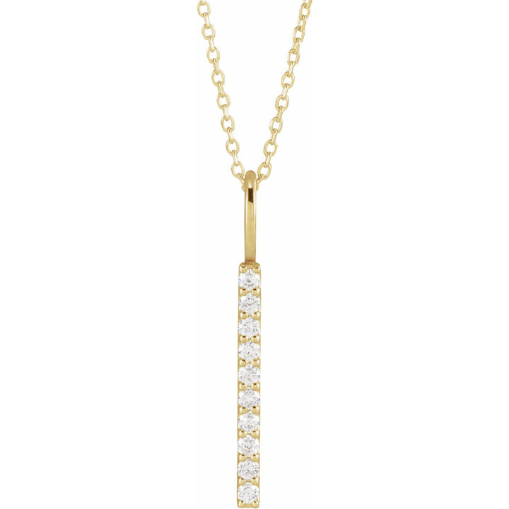 14K Gold Natural Diamond Vertical Bar Necklace — supplier product view