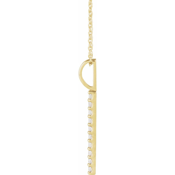 14K Gold Natural Diamond Vertical Bar Necklace — supplier product view