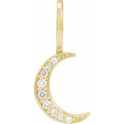 14K Gold Natural Diamond Crescent Moon Pendant — supplier product view