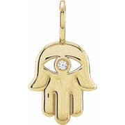 14K Gold Natural Diamond Hamsa Pendant — supplier product view