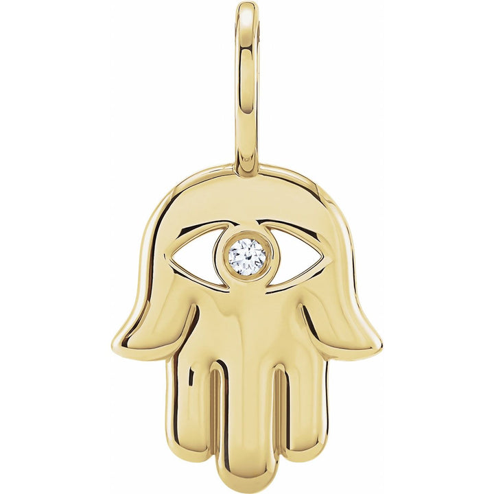 14K Gold Natural Diamond Hamsa Pendant — supplier product view