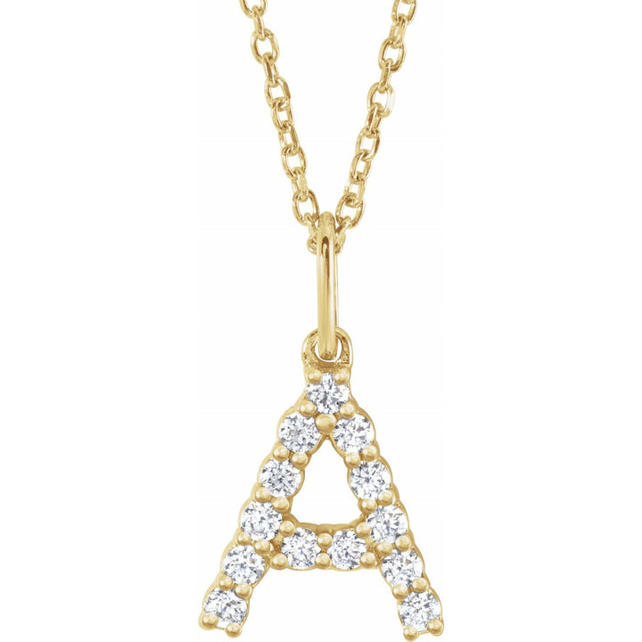 14K Gold Diamond Initial A Necklace — supplier product view