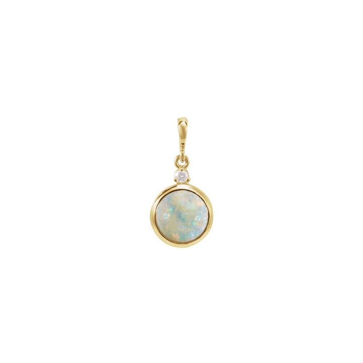 14K Gold White Opal & Natural Diamond Pendant — supplier product view
