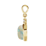14K Gold White Opal & Natural Diamond Pendant — supplier product view