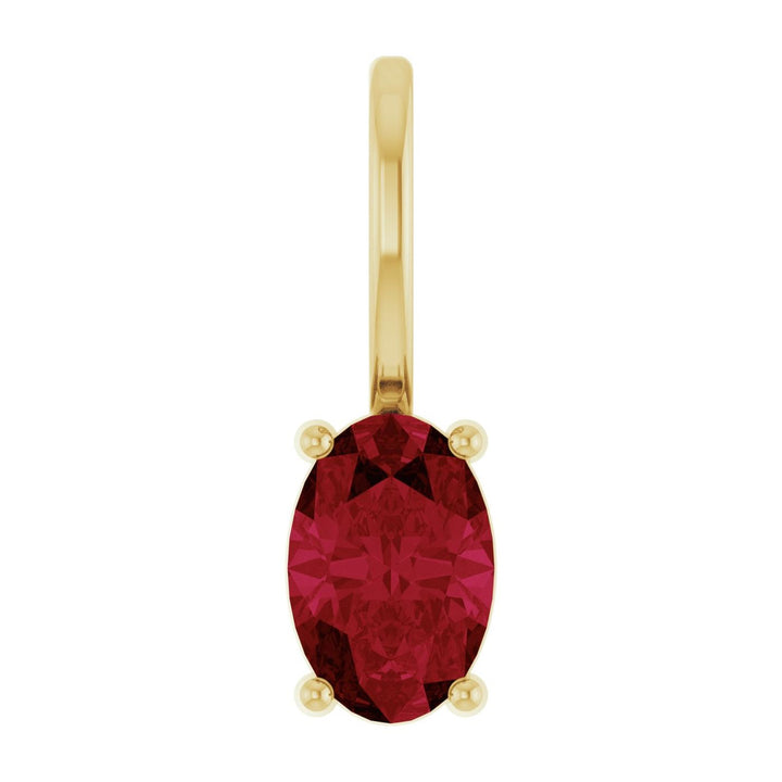 14K Gold Lab-Grown Ruby Solitaire Pendant — supplier product view