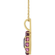 14K Gold Amethyst & Rhodolite Halo Necklace — supplier product view