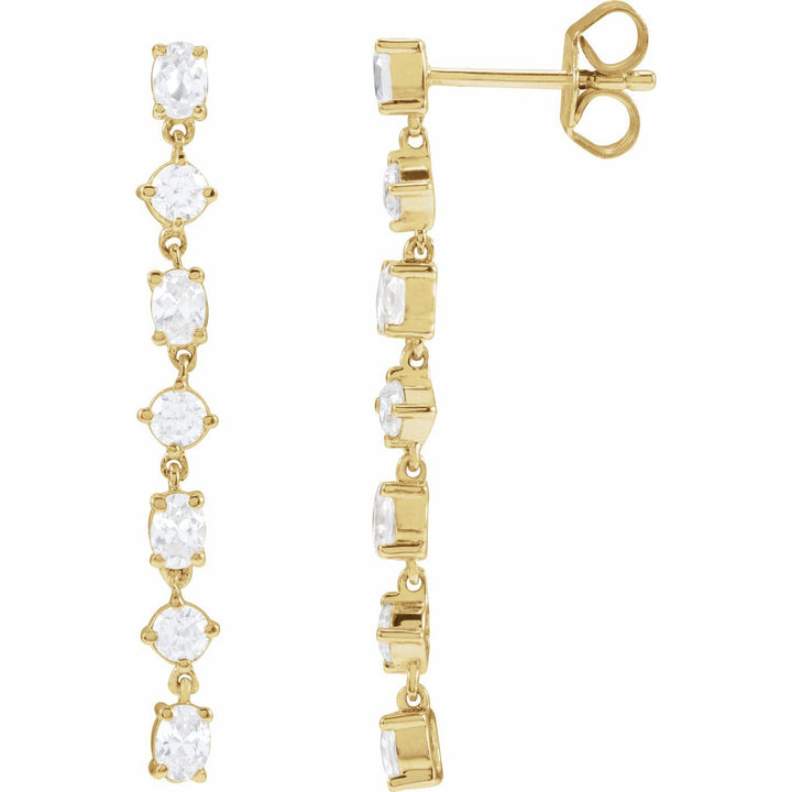 14K Gold Lab-Grown Diamond Dangle Earrings — supplier front/side views; sold as one pair