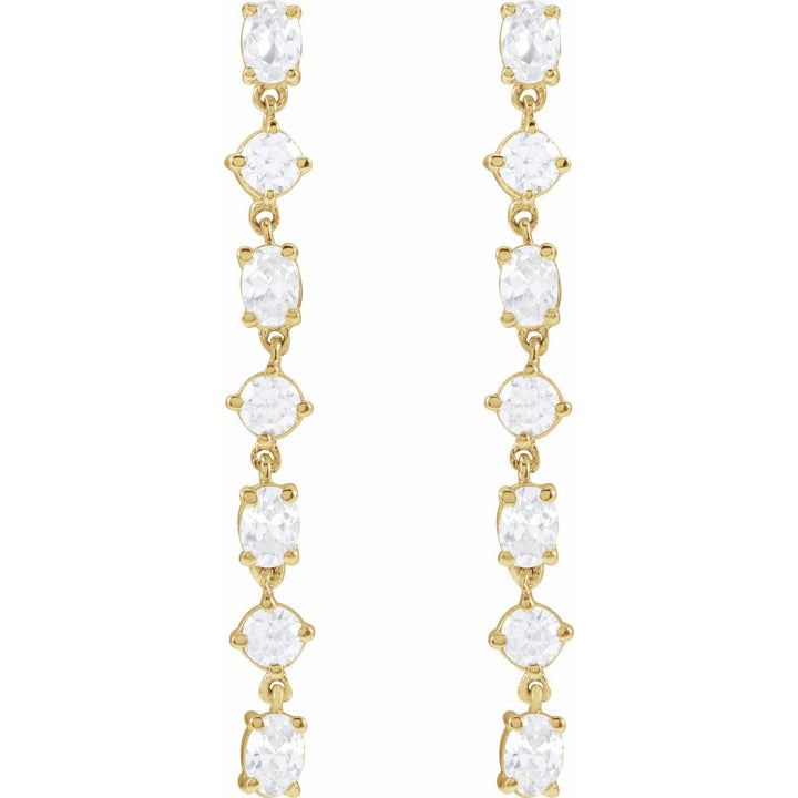 14K Gold Lab-Grown Diamond Dangle Earrings — supplier front/side views; sold as one pair