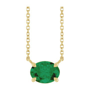 14K Gold Lab-Grown Emerald Solitaire Necklace — supplier product view
