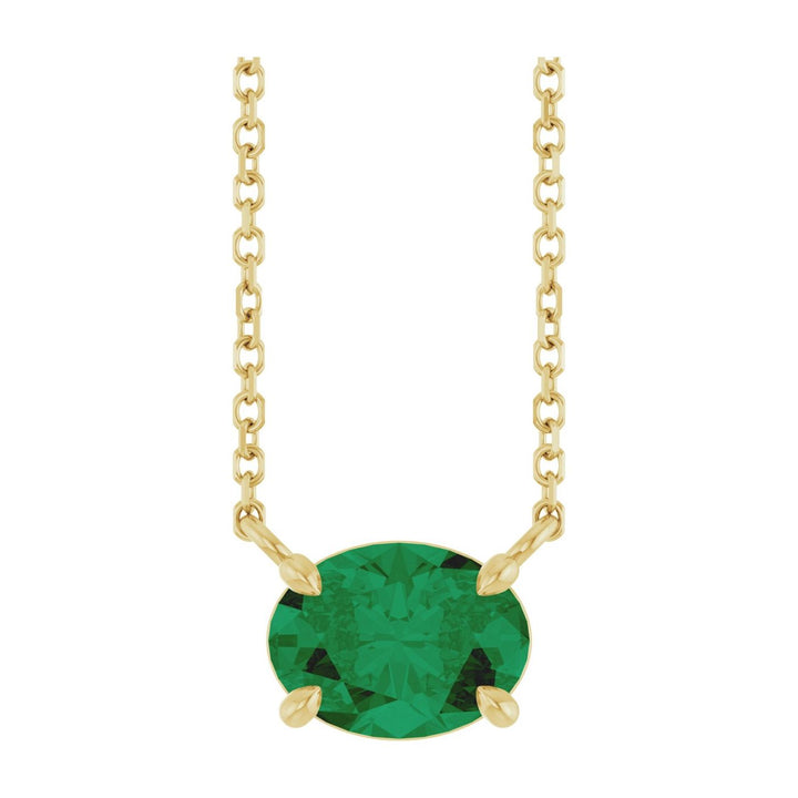 14K Gold Lab-Grown Emerald Solitaire Necklace — supplier product view