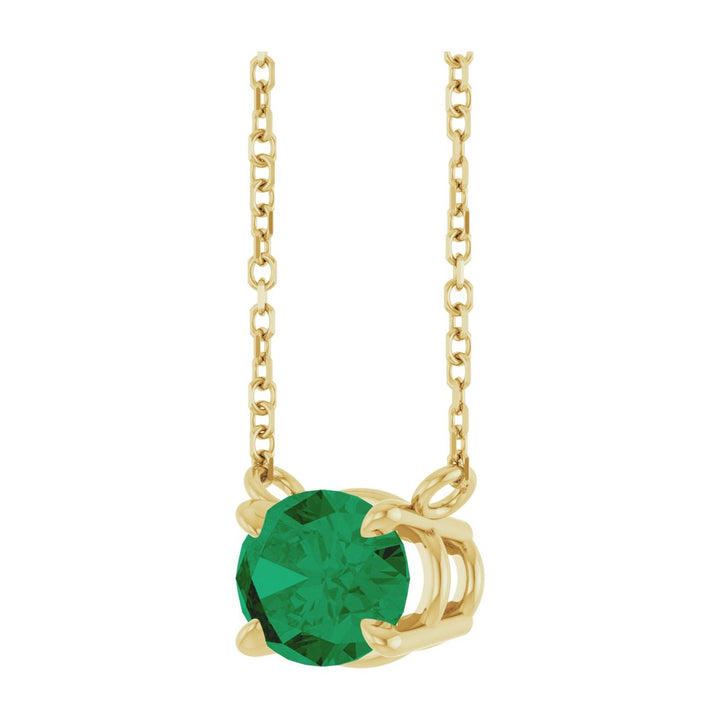 14K Gold Lab-Grown Emerald Solitaire Necklace — supplier product view