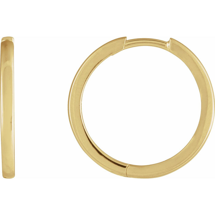 14K Gold Classic Hinged Hoop Earrings — supplier front/side views; sold as one pair