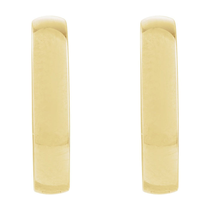14K Gold Domed Oval Hoop Earrings — supplier front/side views; sold as one pair