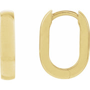 14K Gold Domed Oval Hoop Earrings — supplier front/side views; sold as one pair
