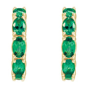14K Gold Lab-Grown Emerald Hoop Earrings — supplier front/side views; sold as one pair