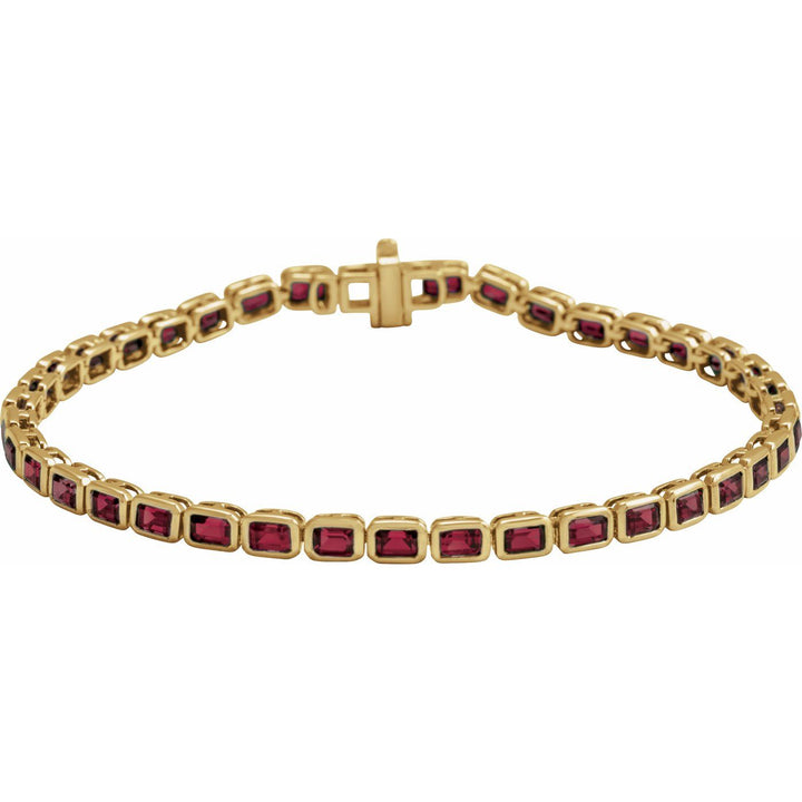 14K Gold Natural Garnet Line Bracelet — supplier product view