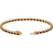 14K Gold Natural Garnet Line Bracelet — supplier product view