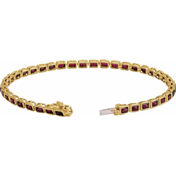 14K Gold Natural Garnet Line Bracelet — supplier product view