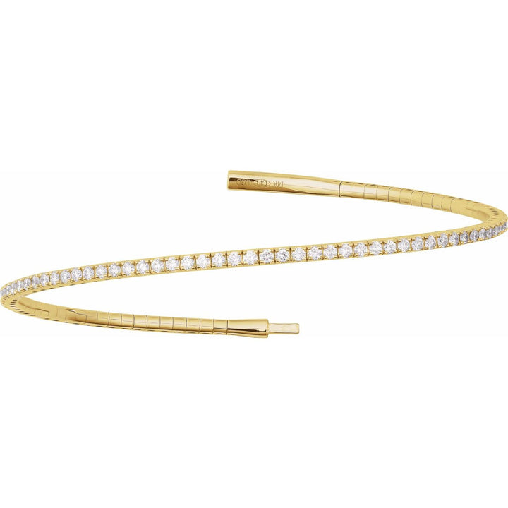 14K Gold 1.5 ct Lab-Grown Diamond Flexible Bangle — supplier product view