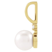 14K Gold Akoya Pearl & Natural Diamond Pendant — supplier product view