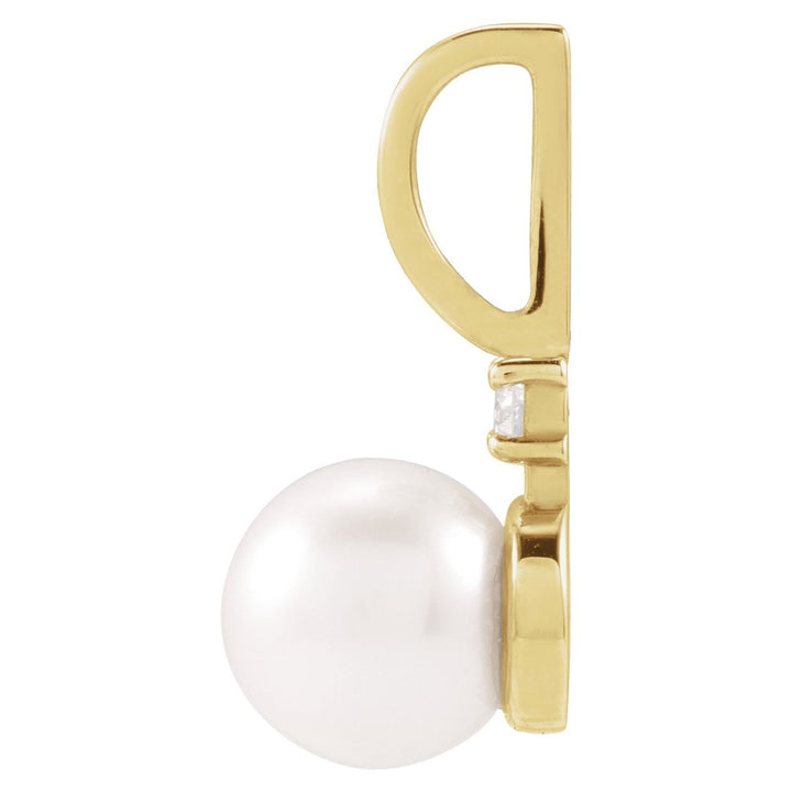 14K Gold Akoya Pearl & Natural Diamond Pendant — supplier product view