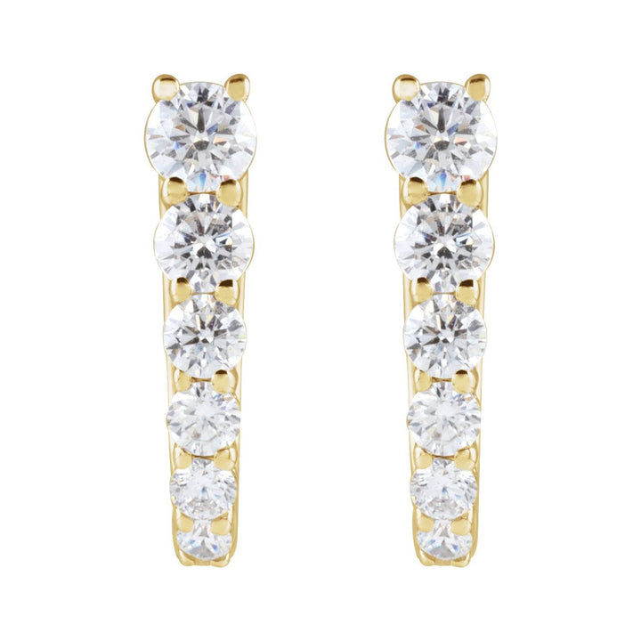 14K Gold Lab-Grown Diamond Hinged Hoops — supplier front/side views; sold as one pair