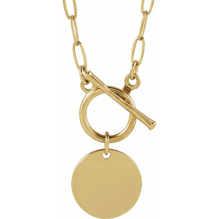 14K Gold Round Toggle Necklace — supplier product view