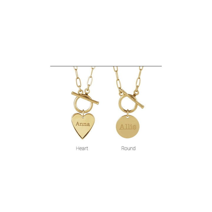 14K Gold Round Toggle Necklace — supplier product view