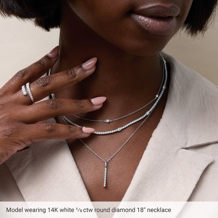 14K Gold Five-Station Lab-Grown Diamond Necklace — supplier product view