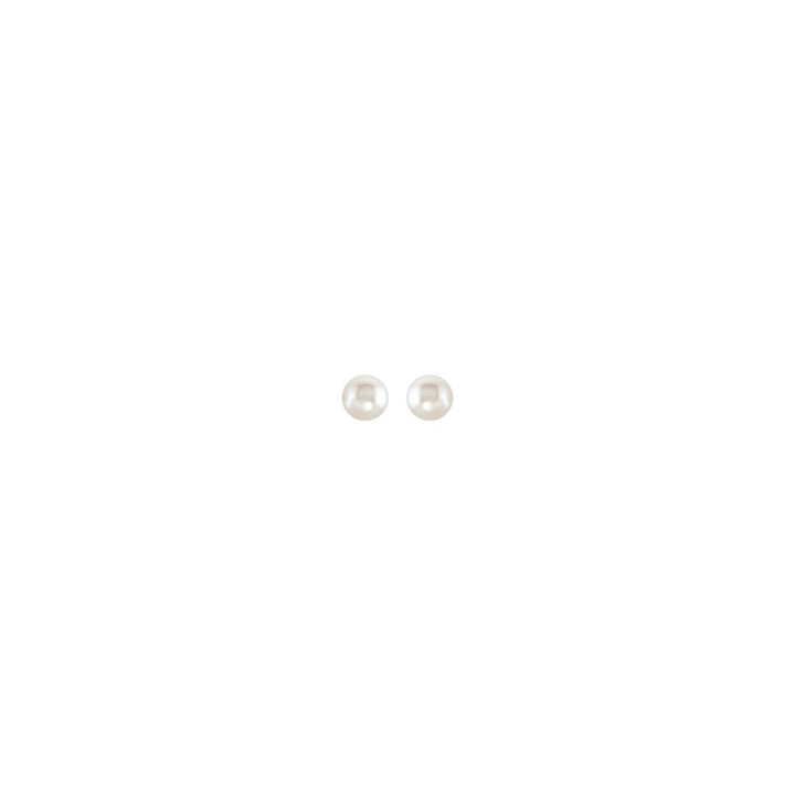 14K Gold Freshwater Pearl Button Studs — supplier front/side views; sold as one pair