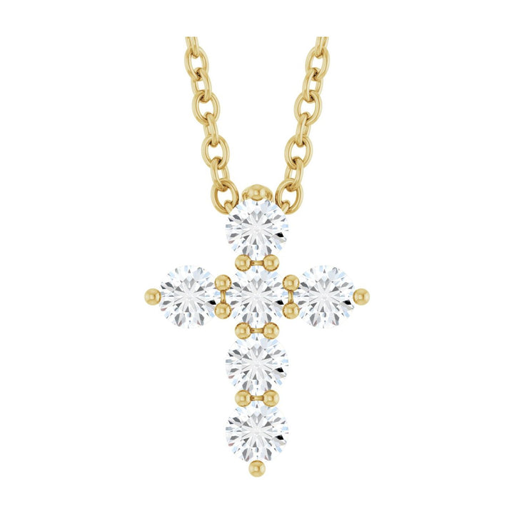 14K Gold Natural Diamond Cross Necklace — supplier product view