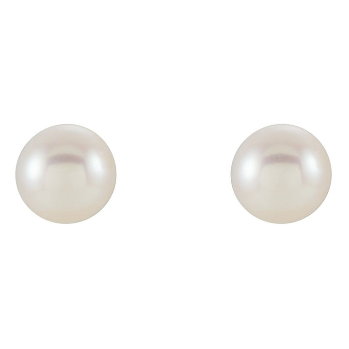 14K Gold Freshwater Pearl Stud Earrings — supplier front/side views; sold as one pair