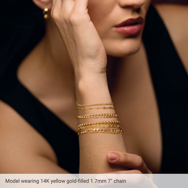14K Gold Satellite Bar Chain Bracelet — supplier product view