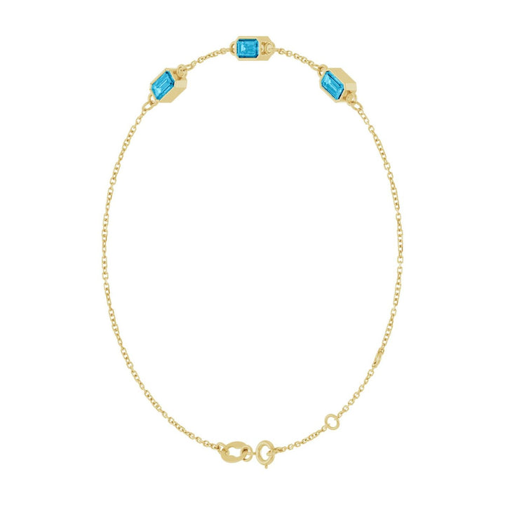 14K Gold Natural Aquamarine Three-Stone Bracelet — supplier product view