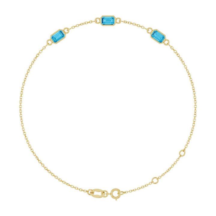 14K Gold Natural Aquamarine Three-Stone Bracelet — supplier product view