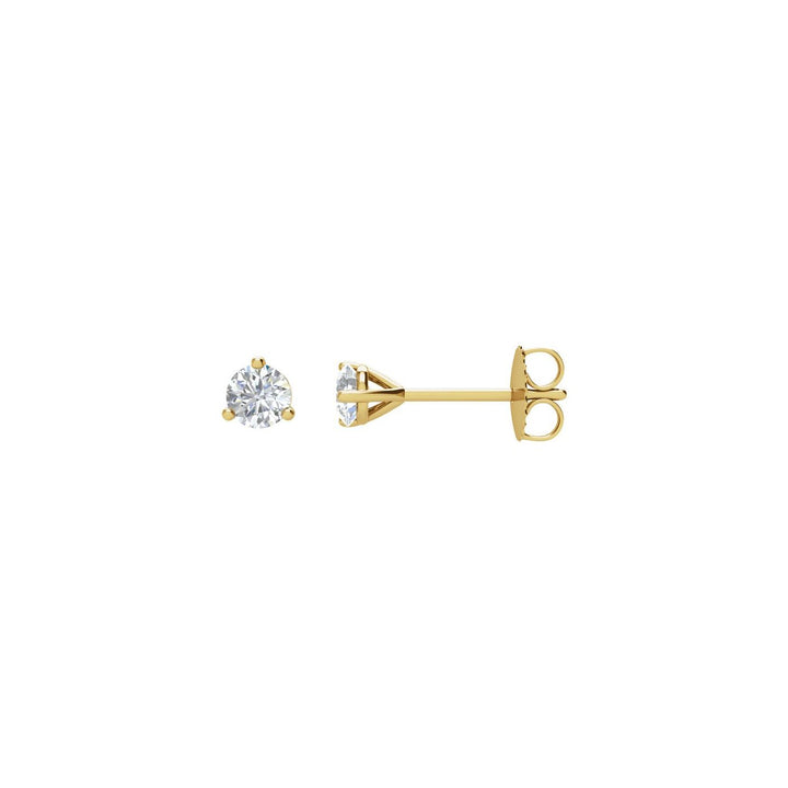 14K Gold Natural Diamond Stud Earrings — supplier front/side views; sold as one pair