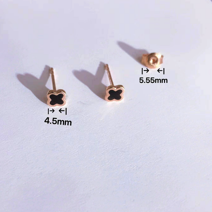 18K Leaf Clover Stud Earring - De Oro Jewelry