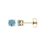 14K Gold Natural Aquamarine Stud Earrings — supplier front/side views; sold as one pair