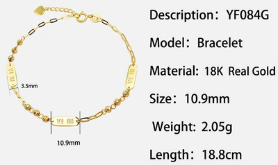18K Stylish Bead Roman Numbers Bracelet