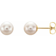 14K Gold Freshwater Pearl Stud Earrings — supplier front/side views; sold as one pair