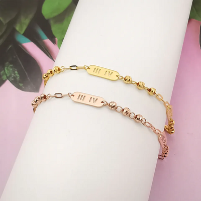 18K Stylish Bead Roman Numbers Bracelet