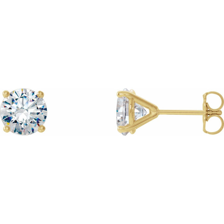 14K Gold 2 ct Four-Prong Lab-Grown Diamond Studs — supplier front/side views; sold as one pair