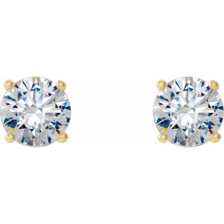 14K Gold 2 ct Four-Prong Lab-Grown Diamond Studs — supplier front/side views; sold as one pair
