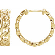 14K Gold Chain-Link Hoop Earrings — supplier front/side views; sold as one pair