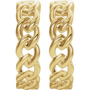 14K Gold Chain-Link Hoop Earrings — supplier front/side views; sold as one pair