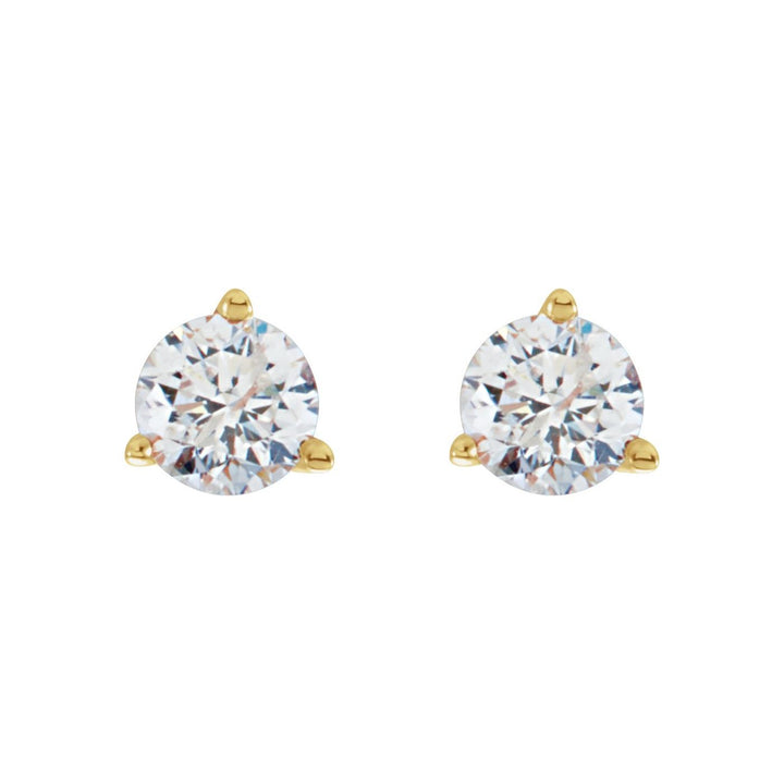 14K Gold Natural Diamond Stud Earrings — supplier front/side views; sold as one pair