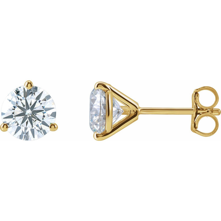 14K Gold 2 ct Lab-Grown Diamond Studs — supplier front/side views; sold as one pair