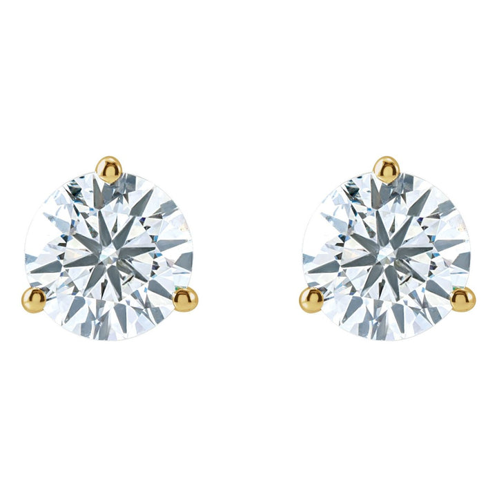 14K Gold 2 ct Lab-Grown Diamond Studs — supplier front/side views; sold as one pair