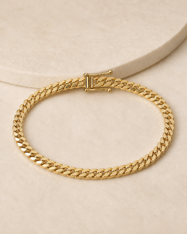 Miami Cuban bracelet with box clasp on a light surface
